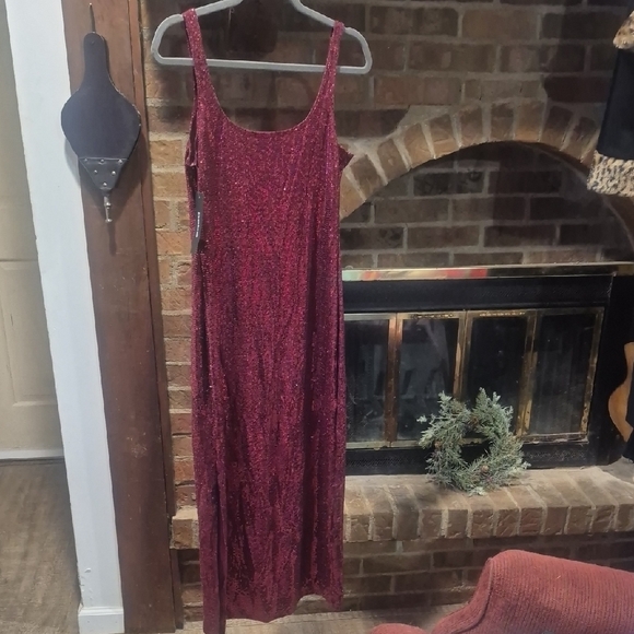 bebe Sparkling Burgundy Maxi Dress - Picture 4 of 6